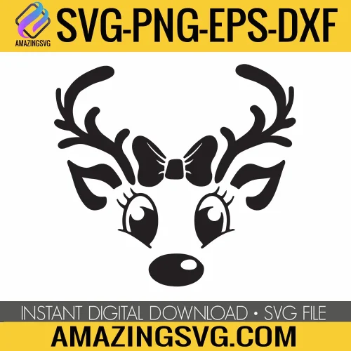 Reindeer face girl SVG, christmas SVG, winter SVG