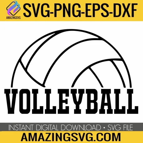 Volleyball SVG, Sport SVG, Black Bold Half Volleyball SVG